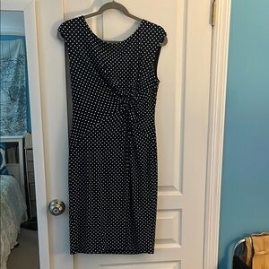 Jones New York Blue and White Ruched Midi Dress